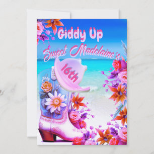 16 . Geburtstag 16. Beach Cowgirl Floral Geburtsta Einladung