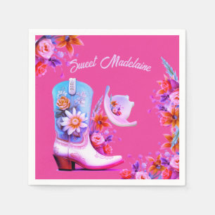 16 . Geburtstag 16. Cowgirl Floral Pink Geburtstag Serviette