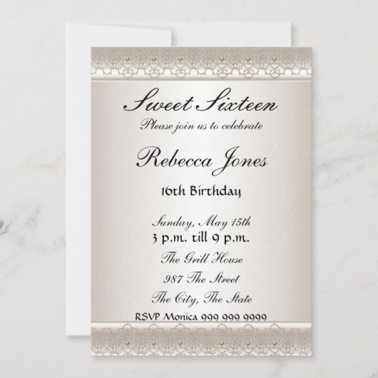 16 . Geburtstag 16 Einladung (Vorderseite)