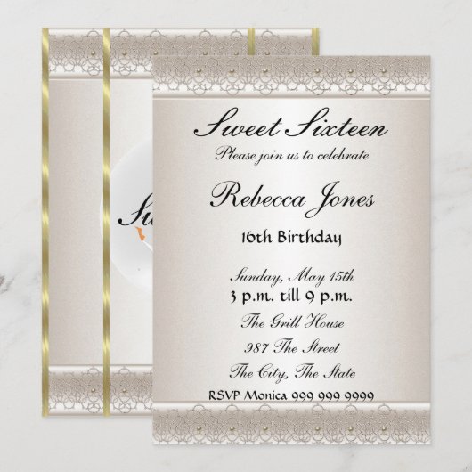 16 . Geburtstag 16 Einladung (Vorne/Hinten)