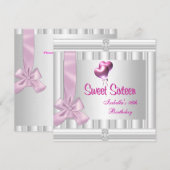 16 . Geburtstag 16. Elegant Jewel White Pink Einladung (Vorne/Hinten)