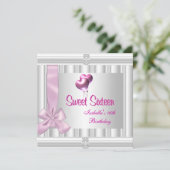 16 . Geburtstag 16. Elegant Jewel White Pink Einladung (Stehend Vorderseite)