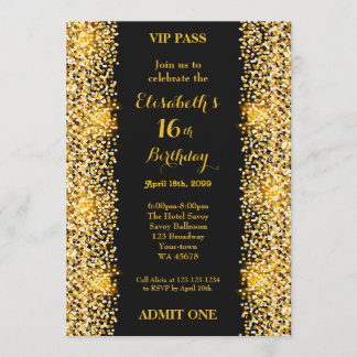 16.,Geburtstag 16.,Gatsby-Stil,Ticket,schwarzes Go Einladung