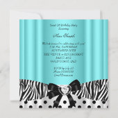 16 . Geburtstag 16 Geburtstag Aquamarin Zebra Polk Einladung (Rückseite)