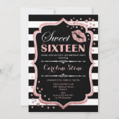 16. Geburtstag - 16 . Geburtstag Black Rose Gold Einladung (Vorderseite)