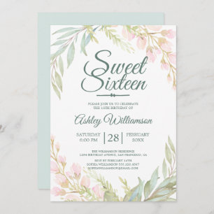 16 . Geburtstag 16. Geburtstag Blauer Rosa Einladung