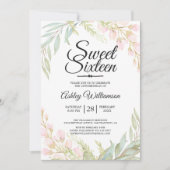 16 . Geburtstag 16. Geburtstag Blauer Rosa Einladung (Vorderseite)