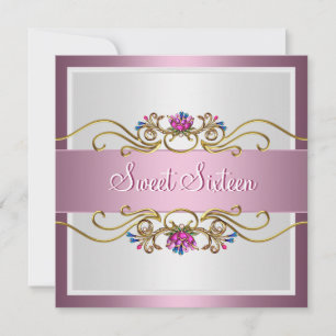 16 . Geburtstag 16. Geburtstag Hübsch Rosa Blüte Einladung