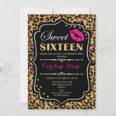 16. Geburtstag - 16 . Geburtstag Leopard Print Pin Einladung (Vorderseite)