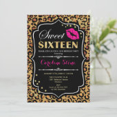 16. Geburtstag - 16 . Geburtstag Leopard Print Pin Einladung (Stehend Vorderseite)
