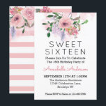 16 . Geburtstag 16. Geburtstag Pink Floral Wasserf Einladung<br><div class="desc">Feiern Sie Ihren Geburtstag mit dieser eleganten 16. Geburtstags Blush Pink Peach Floral Watercolor Einladung.</div>