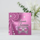 16 . Geburtstag 16 Geburtstag Rosa Diamantmaske Si Einladung (Stehend Vorderseite)