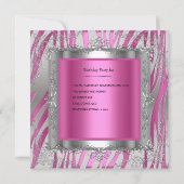 16 . Geburtstag 16 Geburtstag Rosa Silberne Herzen Einladung (Rückseite)