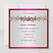 16 . Geburtstag 16. Geburtstag White Gold Fushia Einladung (Rückseite)