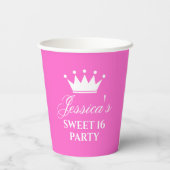 16 . Geburtstag 16. Geburtstagsparty - Hot Pink Pappbecher (Rückseite)