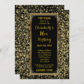16., Geburtstag 16., Glitzer-Gold, Karte, Einladung (Vorne/Hinten)
