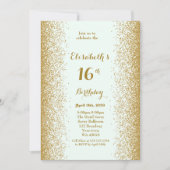 16., Geburtstag 16., Glitzer, weißes Gold Einladung (Vorderseite)
