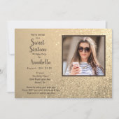 16 . Geburtstag 16 Gold Glitzer Foto Geburtstag Einladung (Vorderseite)