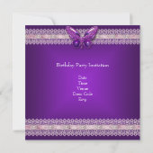 16 . Geburtstag 16 Lila Schmetterling Einladung (Rückseite)