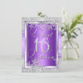 16 . Geburtstag 16 Lila Winterwunderland Einladung (Stehend Vorderseite)