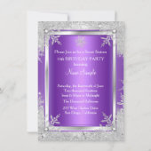 16 . Geburtstag 16 Lila Winterwunderland Einladung (Rückseite)