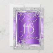 16 . Geburtstag 16 Lila Winterwunderland Einladung (Vorderseite)