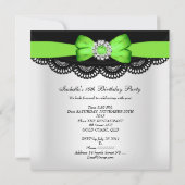 16 . Geburtstag 16 Limone Schwarz-weiße Spitze Einladung (Rückseite)