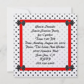 16 . Geburtstag 16 Party Schwarz-Weiß-Einladung Einladung (Rückseite)