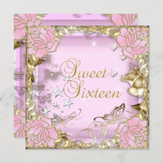 16 . Geburtstag 16 Pink Gold Floral Einladung