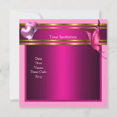 16 . Geburtstag 16 Rosa Blume Schmetterling Geburt Einladung (Rückseite)