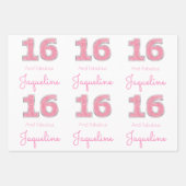 16. Geburtstag 16 und fabelhafter Girly Pink Glitz Geschenkpapier Set (Vorderseite 2)