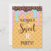 16 . Geburtstag 16 Waffelkone Einladung (Vorderseite)