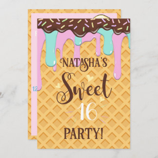 16 . Geburtstag 16 Waffelkone Einladung