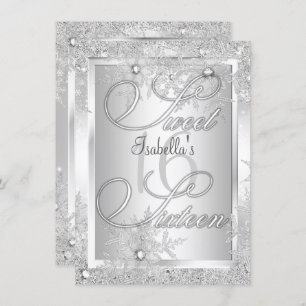 16 . Geburtstag 16 Winterwonderland Snowflake Einladung