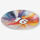 16. Geburtstag - Anstrich Blast Pappteller (Schrägansicht)