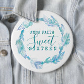 16 . Geburtstag Aqua fether perlen Aquarellknopf Button (Beispiel)