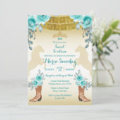 16 . Geburtstag Aqual Aquamarin Türkis Einladung (Stehend Vorderseite)