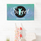 16 . Geburtstag Aquamarin Aqua Glitzer Personalisi Banner (Insitu)