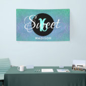 16 . Geburtstag Aquamarin Aqua Glitzer Personalisi Banner (Messeveranstaltung)