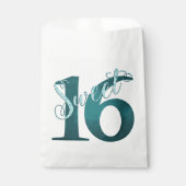 16. Geburtstag | Aquamarin-grüne Grunge und Imitat Geschenktütchen (Vorderseite)