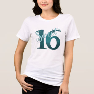 16. Geburtstag   Aquamarin-grüne Grunge und Imitat Tri-Blend Shirt