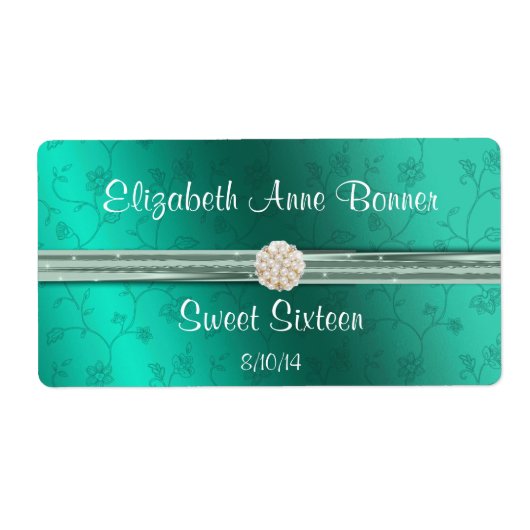 16 . Geburtstag Aquamarin mit Perlen Wasserflasche (Vorne)