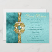 "16 . Geburtstag" aquamarines Gold 16 Geburtstag Einladung (Rückseite)