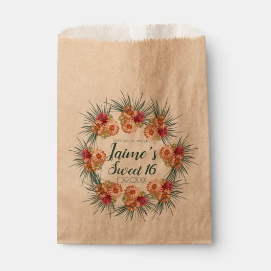 16 . Geburtstag Aquarell Blumengrün Geschenktütchen (Vorderseite)