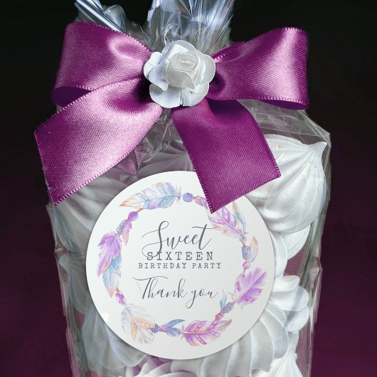 16 . Geburtstag Aquarellkunstaufkleber Runder Aufkleber