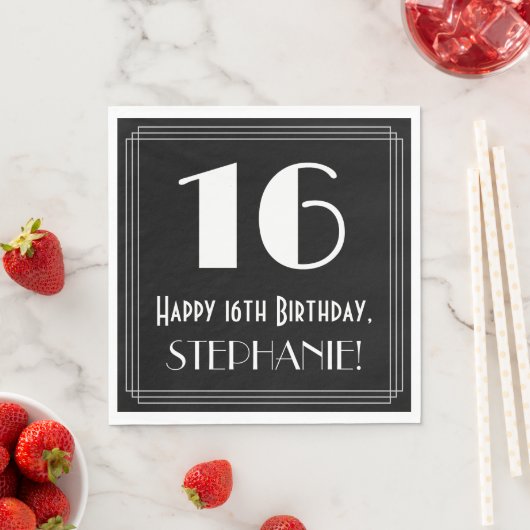16. Geburtstag ~ Art Deco Inspiriert Look "16", Na Serviette (Beispiel)
