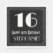 16. Geburtstag ~ Art Deco Inspiriert Look "16", Na Serviette (Vorderseite)