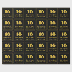 16. Geburtstag – Art Deco inspirierter Look "16" & Geschenkpapier