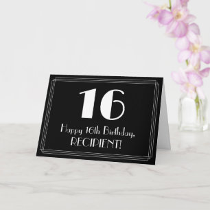 16. Geburtstag ~ Art Deco inspirierter Look "16",  Karte
