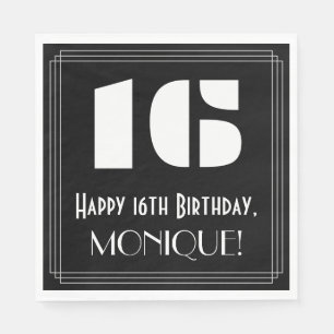 16. Geburtstag: Art Deco inspiriertes Aussehen "16 Serviette